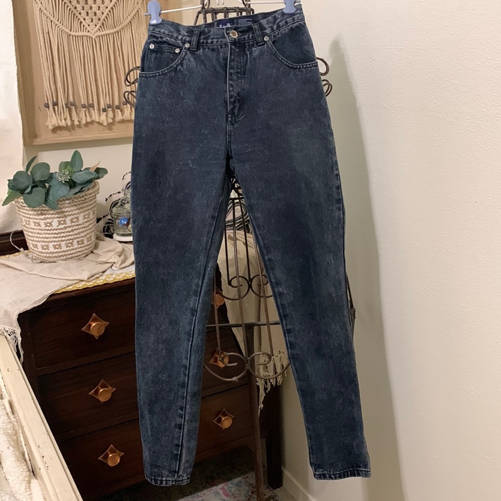 Vintage LA Blues Dark Acid Wash High Waisted Denim Tight Fit Size 4